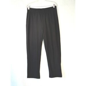 John Mark Black Elastic Waist Straight Leg Pants Women Sz 12 minimalist dressy
